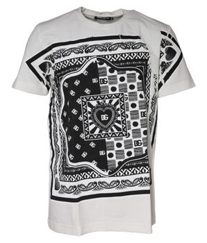 Dolce &amp; Gabbana White Bandana Print Cotton Short Sleeves T-shirt
