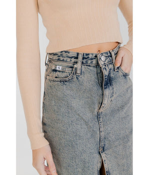 Calvin Klein Jeans Blue Cotton Long Skirt