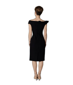 Sandro Ferrone Black Polyester Midi Dress