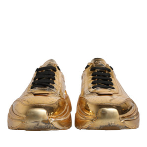 Dolce &amp; Gabbana Gold Leather Daymaster Low Top Sneakers Shoes