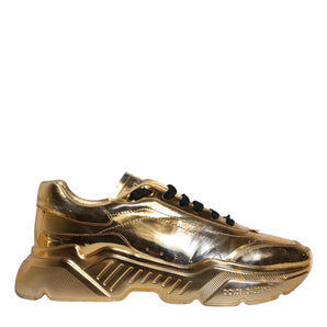 Dolce &amp; Gabbana Gold Leather Daymaster Low Top Sneakers Shoes