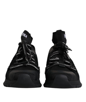 Dolce &amp; Gabbana Black Sorrento Logo Men Sneakers Socks Shoes