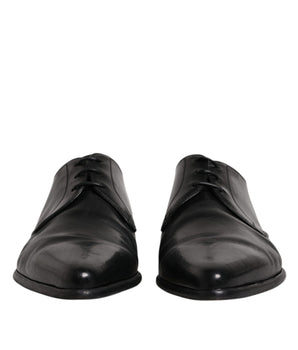 Dolce &amp; Gabbana Black Leather Lace Up Men Derby Formal Shoes