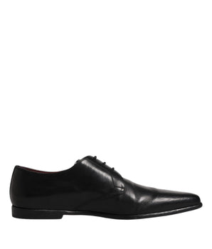 Dolce &amp; Gabbana Black Leather Lace Up Men Derby Formal Shoes