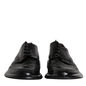 Dolce &amp; Gabbana Black Leather Derby Wingtip Formal Shoes