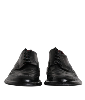 Dolce &amp; Gabbana Black Leather Derby Wingtip Formal Shoes