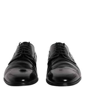 Dolce &amp; Gabbana Black Leather Lace Up Derby Formal Shoes