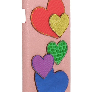 Dolce &amp; Gabbana Chic Pink Leather Heart-Embellished Phone Cover