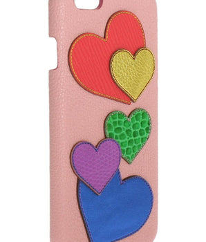 Dolce & Gabbana Pink Leather Heart Phone Cover Dolce & Gabbana 