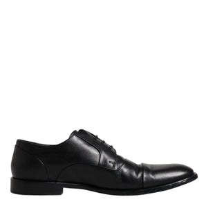 Dolce &amp; Gabbana Black Leather Lace Up Men Derby Formal Shoes