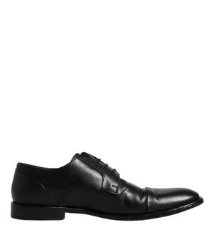 Dolce &amp; Gabbana Black Leather Lace Up Men Derby Formal Shoes
