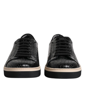 Dolce &amp; Gabbana Black Leather Low Top Men Sneakers Shoes