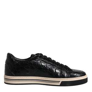 Dolce &amp; Gabbana Black Leather Low Top Men Sneakers Shoes