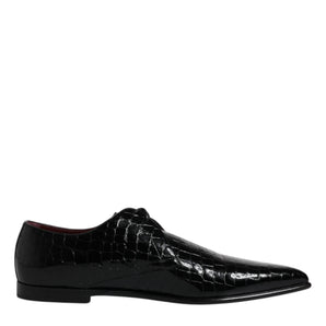 Dolce &amp; Gabbana Black Exotic Leather Mens Derby Formal Shoes