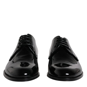 Dolce &amp; Gabbana Black Patent Leather Derby Formal Dress Shoes