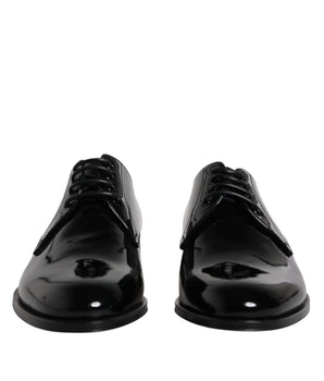 Dolce & Gabbana Black Patent Leather Derby Formal Dress Shoes