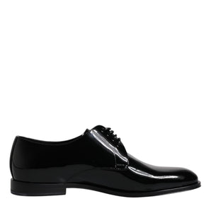 Dolce &amp; Gabbana Black Patent Leather Derby Formal Dress Shoes