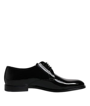 Dolce & Gabbana Black Patent Leather Derby Formal Dress Shoes