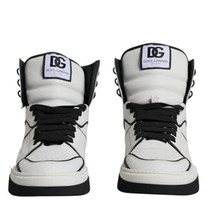 Dolce &amp; Gabbana White Leather High Top Men Sneakers Shoes