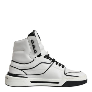 Dolce &amp; Gabbana White Leather High Top Men Sneakers Shoes