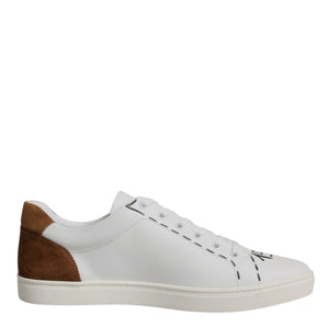 Dolce & Gabbana White Brown London Low Top Men Sneakers Shoes