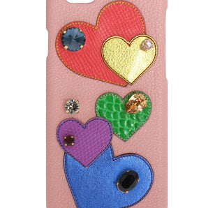 Dolce &amp; Gabbana Chic Funda de iPhone de cuero rosa con cristales