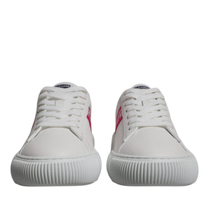 Versace White Pink Greca Print Platform Low Top Sneakers Shoes