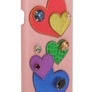 Dolce &amp; Gabbana Chic Funda de iPhone de cuero rosa con cristales