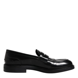 Dolce &amp; Gabbana Black Leather Mocassin Formal Dress Shoes