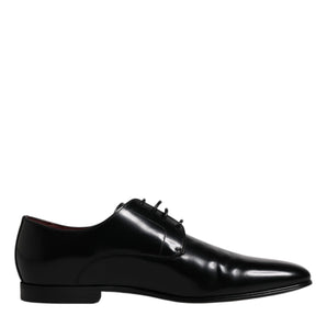 Dolce &amp; Gabbana Black Leather Lace Up Men Derby Formal Shoes