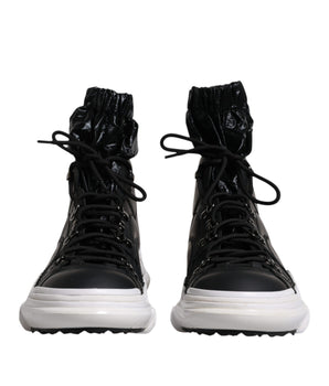 Dolce &amp; Gabbana Black Nylon Galileo High Top Sneakers Shoes