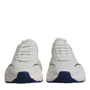 Dolce &amp; Gabbana White Blue DAYMASTER Leather Sneakers Shoes