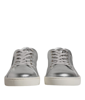 Dolce &amp; Gabbana Silver London Low Top Leather Sneakers Shoes