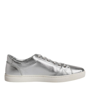 Dolce &amp; Gabbana Silver London Low Top Leather Sneakers Shoes