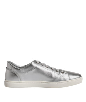 Dolce &amp; Gabbana Silver London Low Top Leather Sneakers Shoes