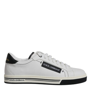 Dolce &amp; Gabbana White Leather Low Top Men Sneakers Shoes