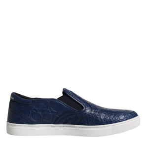 Dolce &amp; Gabbana Blue Croc Exotic Leather Men Sneakers Shoes