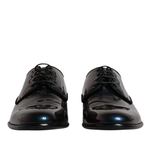 Dolce &amp; Gabbana Peacock Patent Leather Derby Men Dress Shoes