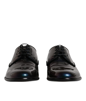 Dolce &amp; Gabbana Peacock Patent Leather Derby Men Dress Shoes