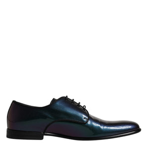 Dolce &amp; Gabbana Peacock Patent Leather Derby Men Dress Shoes