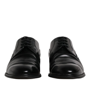 Dolce &amp; Gabbana Black Leather Derby Formal Men Dress Shoes