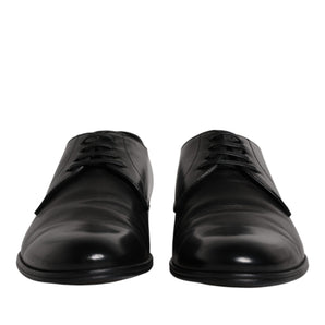 Dolce &amp; Gabbana Black Leather Lace Up Men Derby Formal Shoes