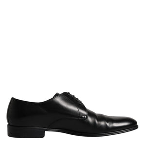 Dolce &amp; Gabbana Black Leather Lace Up Men Derby Formal Shoes