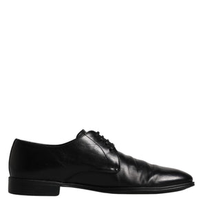 Dolce &amp; Gabbana Black Leather Lace Up Men Derby Formal Shoes