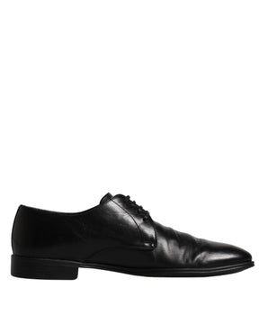 Dolce &amp; Gabbana Black Leather Lace Up Men Derby Formal Shoes