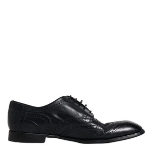 Dolce &amp; Gabbana Blue Leather Derby Wingtip Formal Shoes