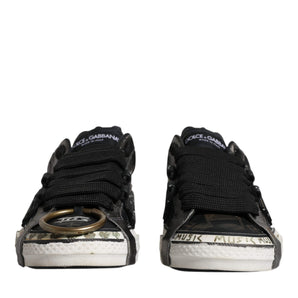 Dolce &amp; Gabbana Black White Portofino Low Top Sneakers Shoes