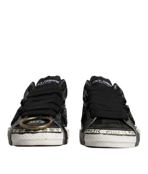 Dolce &amp; Gabbana Black White Portofino Low Top Sneakers Shoes