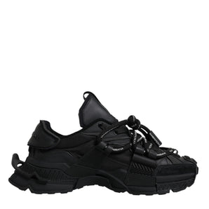 Dolce &amp; Gabbana Black Low Top Space Lace Up Sneakers Shoes