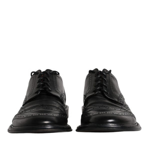 Dolce &amp; Gabbana Black Leather Derby Wingtip Formal Shoes